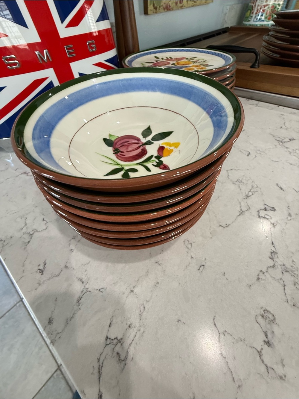 Stangl Pottery Fruit and Flowers 5.5" Dessert/Sauce Bowls Set of 8